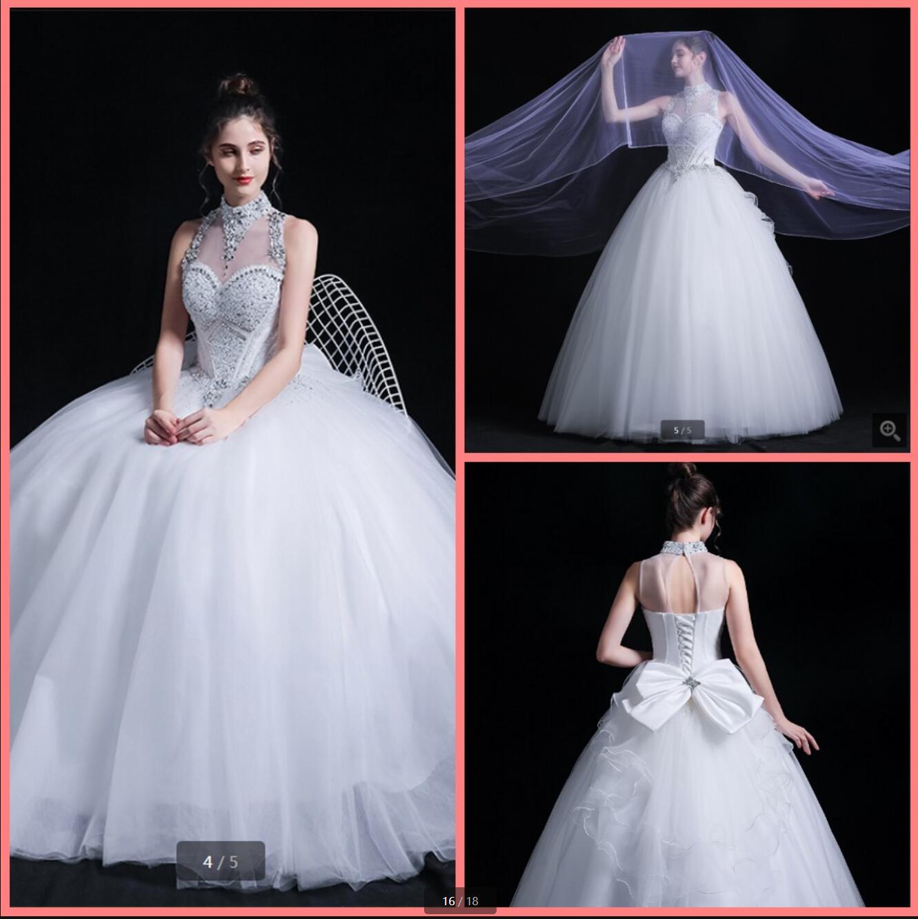 2021 Romantic Luxury white tulle ball gown wedding dresses heavily beading crystals sparkly high neck bridal gowns princess hollow back sexy corset bride dress, Red
2021 Romantic Luxury white tulle ball gown wedding dresses heavily beading crystals sparkly high neck bridal gowns princess hollow back sexy corset bride dress, Red