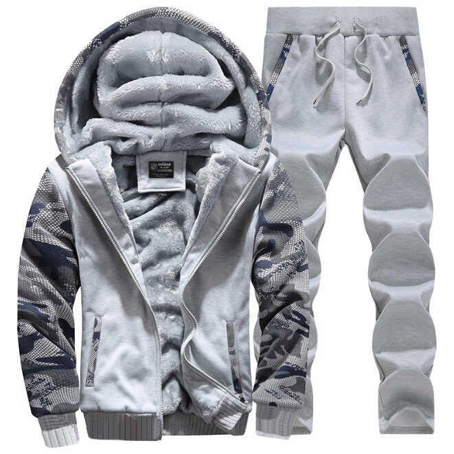 Men's Tracksuits Winter Warm Thick Mens Clothing Sets Hooded Fleece Jackets Pants 2pcs Suits, Light grey
Men's Tracksuits Winter Warm Thick Mens Clothing Sets Hooded Fleece Jackets Pants 2pcs Suits, Light grey