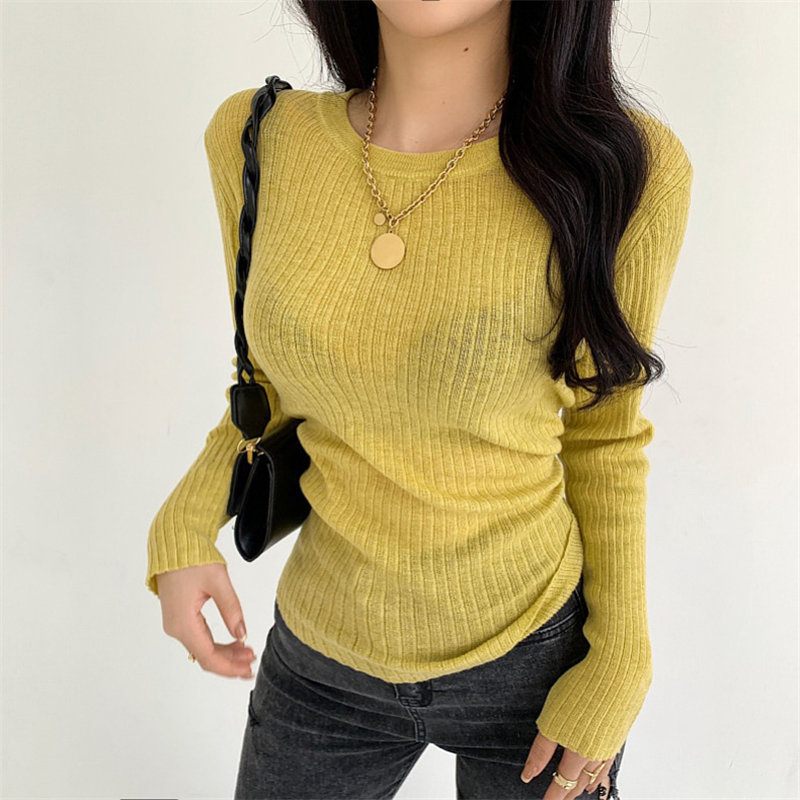 Knitted Sexy Vintage Basic Light Office Lady Tops Pullovers Slim Elegant High Quality Solid Streetwear Sweaters 210421