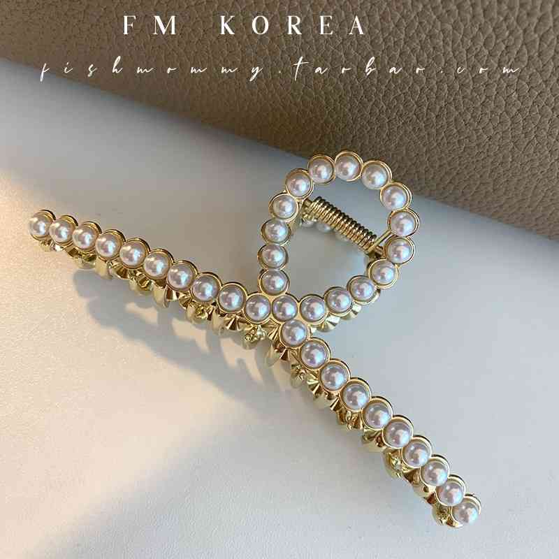 Hair Jewelry Accessories Korean Temperament Elegant Pearl Shark Catch Clip Full Diamond Convenient and Simple Daily Net Red Female Pin