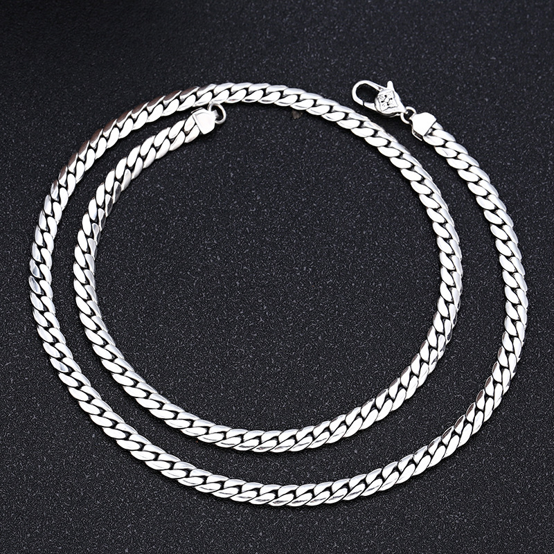 925 sterling silver link chain men's necklaces American European handmade designer punk gothic antique luxury jewelry accessories gifts