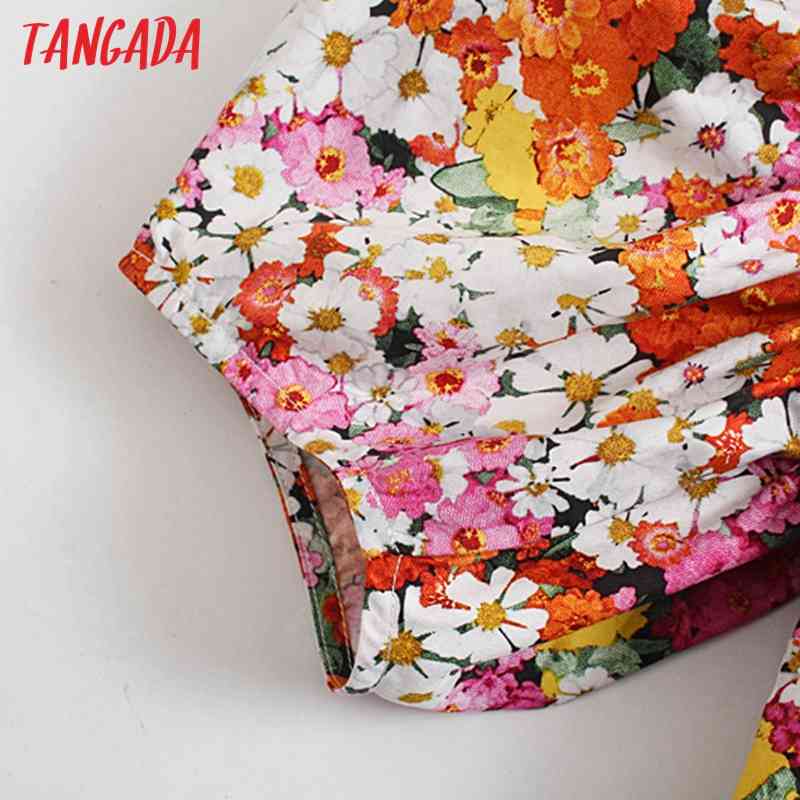 Women Retro Print Crop Short Sleeve Summer Chic Female Sexy Slim Shirt Tops 5Z80 210416