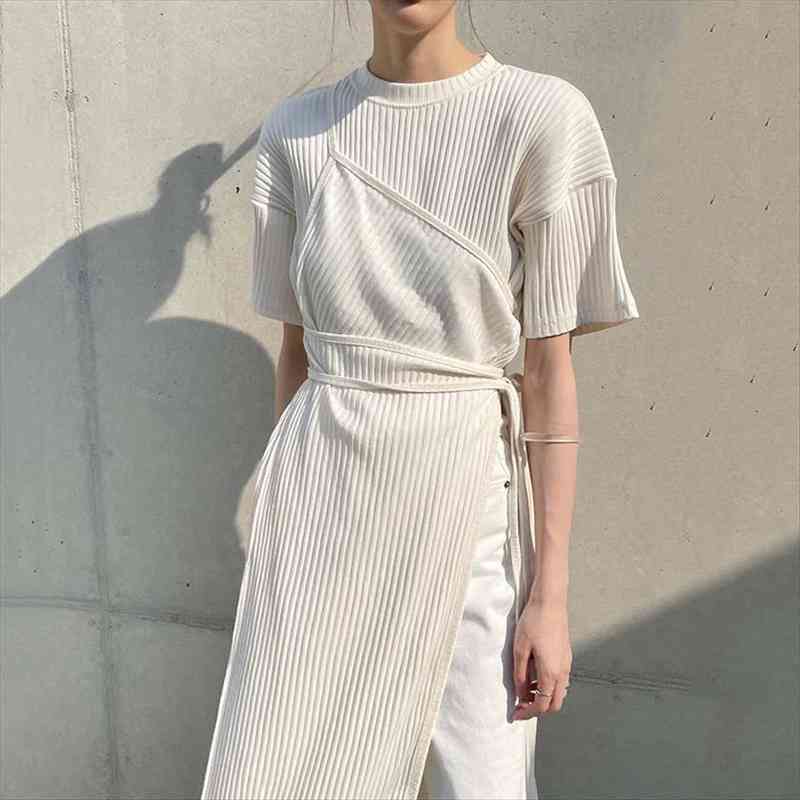 chic fake two piece patchwork women dress design summer split drawstring vestidos korean fashion o neck short sleeve robe, Black;gray
chic fake two piece patchwork women dress design summer split drawstring vestidos korean fashion o neck short sleeve robe, Black;gray