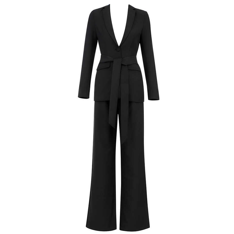 Ladies Work Pants Suit Ol 2-Piece Business Interview Uniform Smil Jacket And Wide Leg Office Sexy 210527