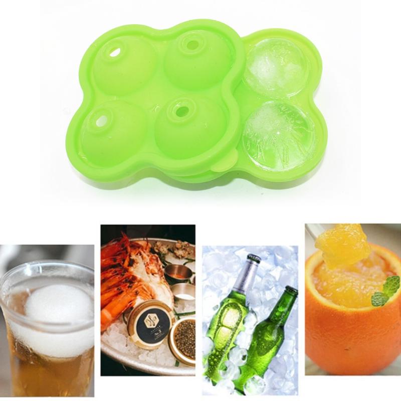 Black 4 Hole Whiskey Ice Cube Maker Ball Mold Mould Brick Round Bar Accessiories High Quality Color Kitchen Tools Baking Moulds