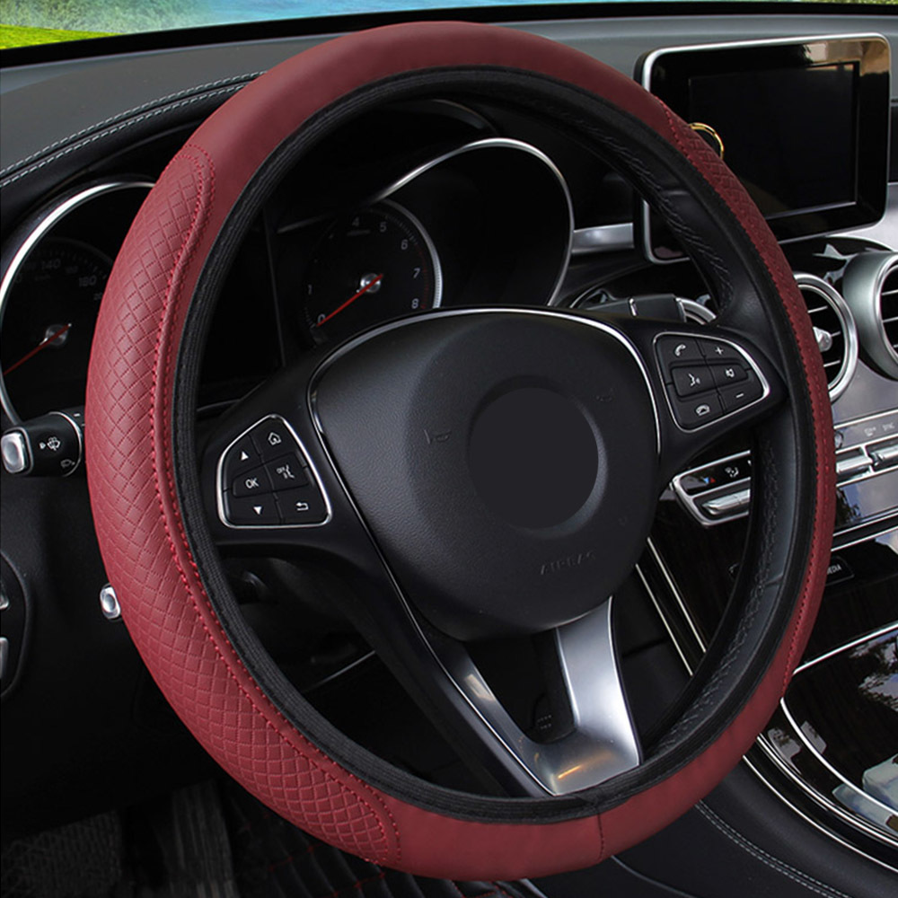 antislip pu microfiber universal embossing leather auto steering wheel cover car steering wheel cover interior accessories