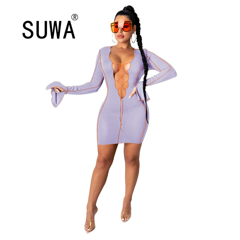 Autumn est Flare Sleeve Bodycon Mini Bandage Dresses Woman Party Night Club Sexy Retro Vestidos Sale 210525, Lavender
Autumn est Flare Sleeve Bodycon Mini Bandage Dresses Woman Party Night Club Sexy Retro Vestidos Sale 210525, Lavender