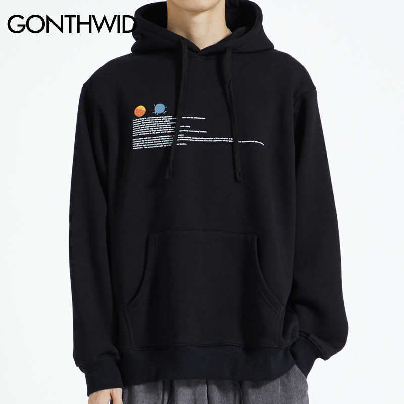 GONTHWID Universe Big Bang Print Fleece Pullover Hoodies Sweatshirts Men Casual Hooded Hoodie Hip Hop Streetwear Fashion Tops 210813