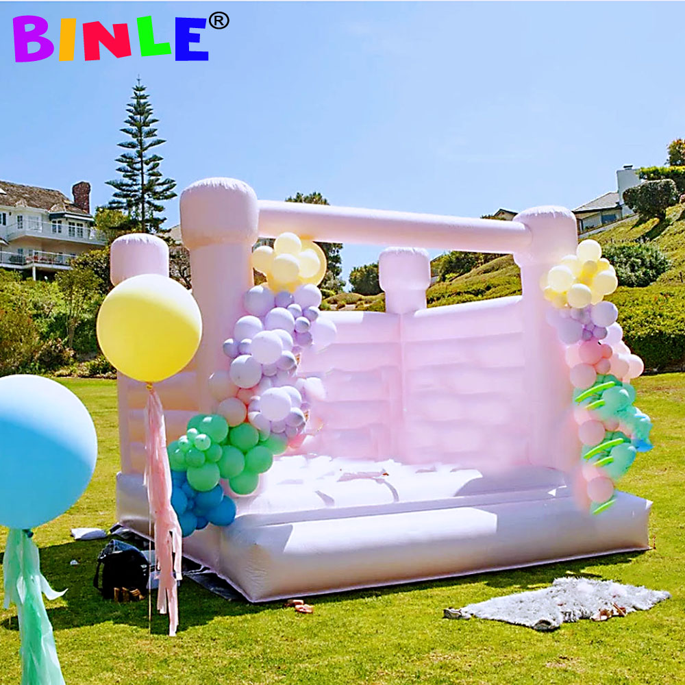 White/pink commercial inflatable wedding bounce house moonwalk air jumper bouncers for kids and adults