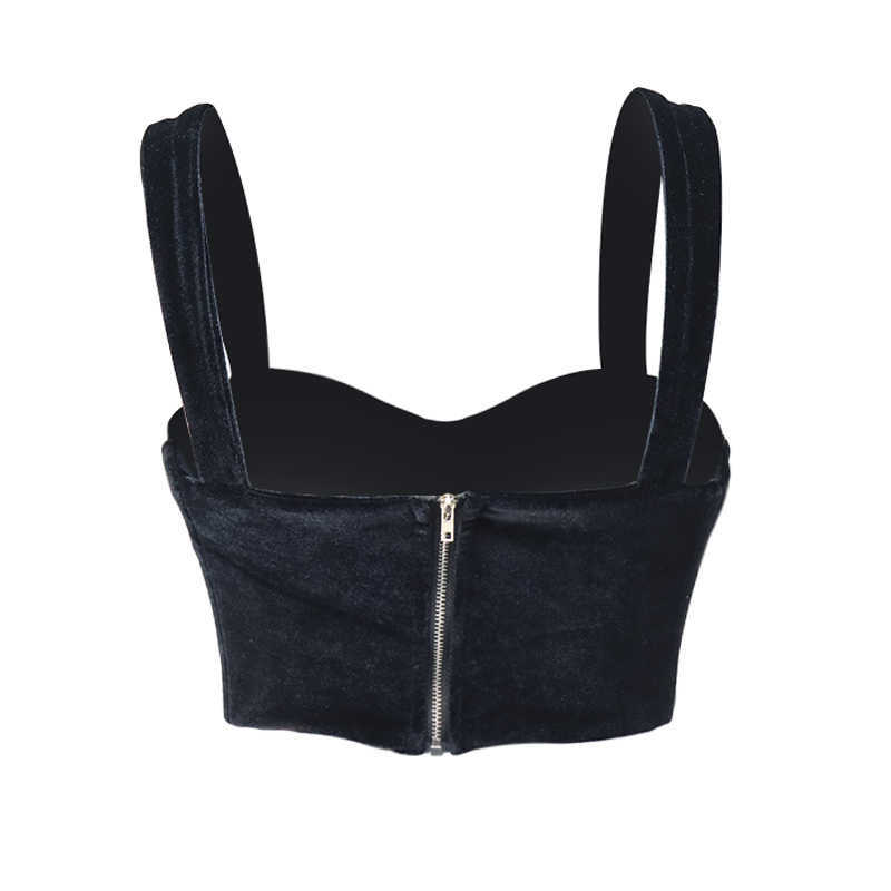 Colysmo Velour Tank Top Backless Double Layer Boned Elastic Zipper Cami Women Summer Party Sexy Chic Vest Casual Streetwear 210527