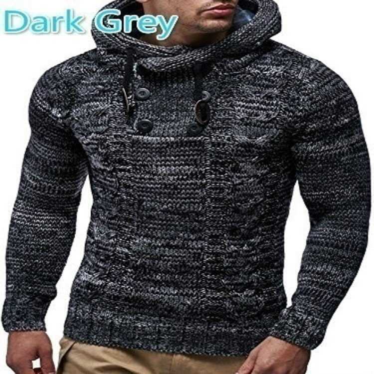 Sweater Mens Winter Hooded Slim Knitted Pullover Male Khaki Long Sleeve Twist Pattern Casual Year Sueter Para Hombre 210604
