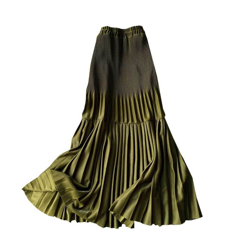 Nomikuma Spring Autumn Korean Women Skirt Causal High Waist Pleated Patchwork Skirts New Fashion Bottom Mujer Faldas 6D760 210427