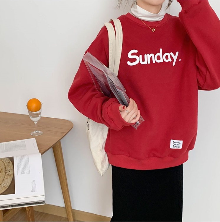 8 colors autumn winter korean style Women warm Sweatshirts Long Sleeve letter thick Sweatshirt Womens pullovers (X1667) 210423