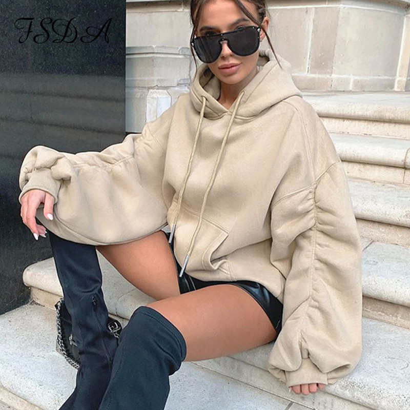 2021 Autumn Winter White Oversized Sweatshirt Women Khaki Long Puff Sleeve Ruched Casual Loose Hooded Fahion, White pants
2021 Autumn Winter White Oversized Sweatshirt Women Khaki Long Puff Sleeve Ruched Casual Loose Hooded Fahion, White pants