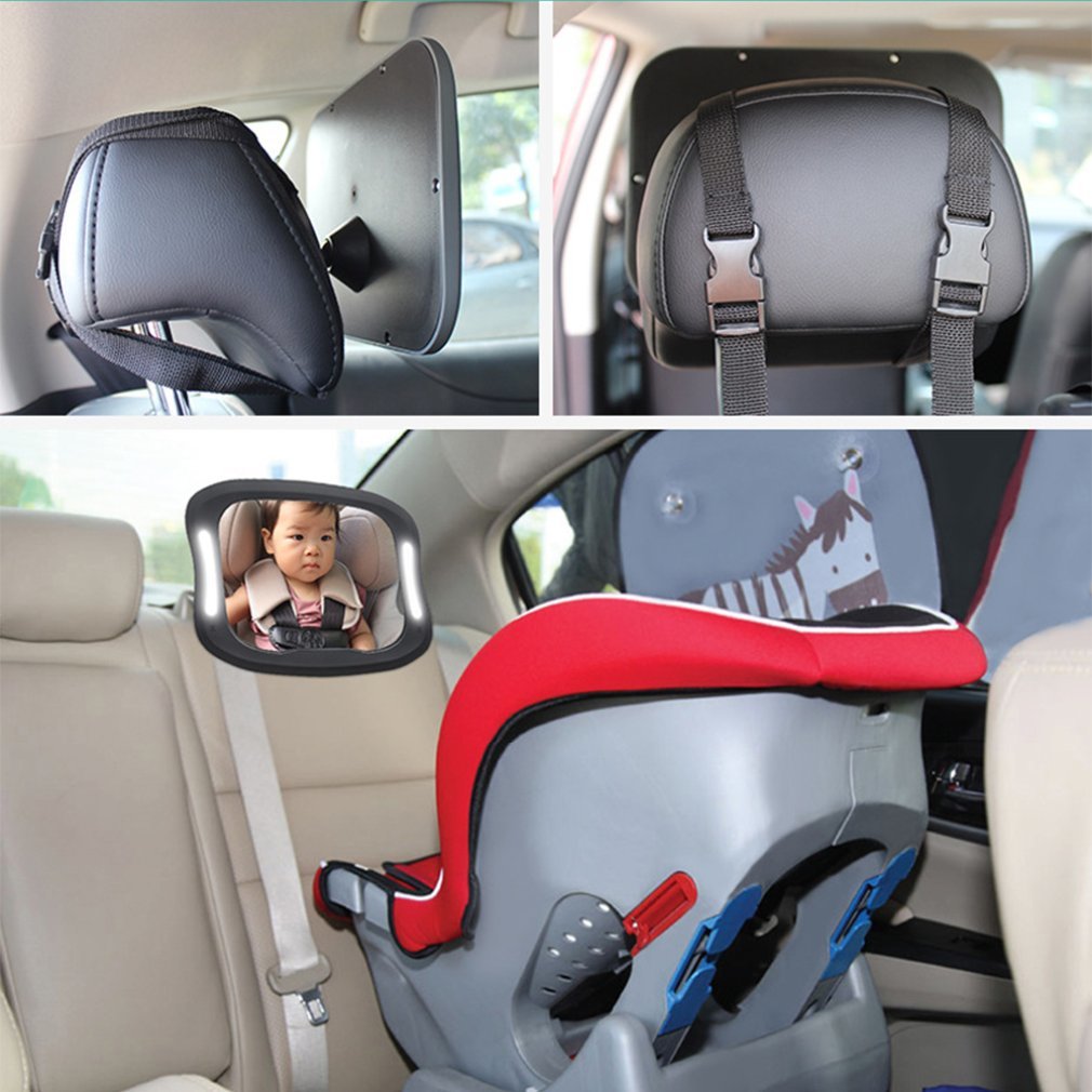Car seat Rear view mirror Baby view mirror Remote Led Lighting Rear view mirror Acryl Abs 360 degrees Rotation