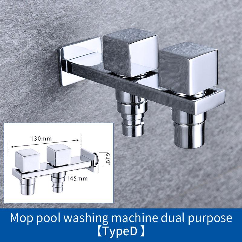 High Quality 2 Water Outlet Washing Machine Faucet Tap Double Spout Garden Outdoor Chrome Plated G1/2 Bathroom Sink Faucets