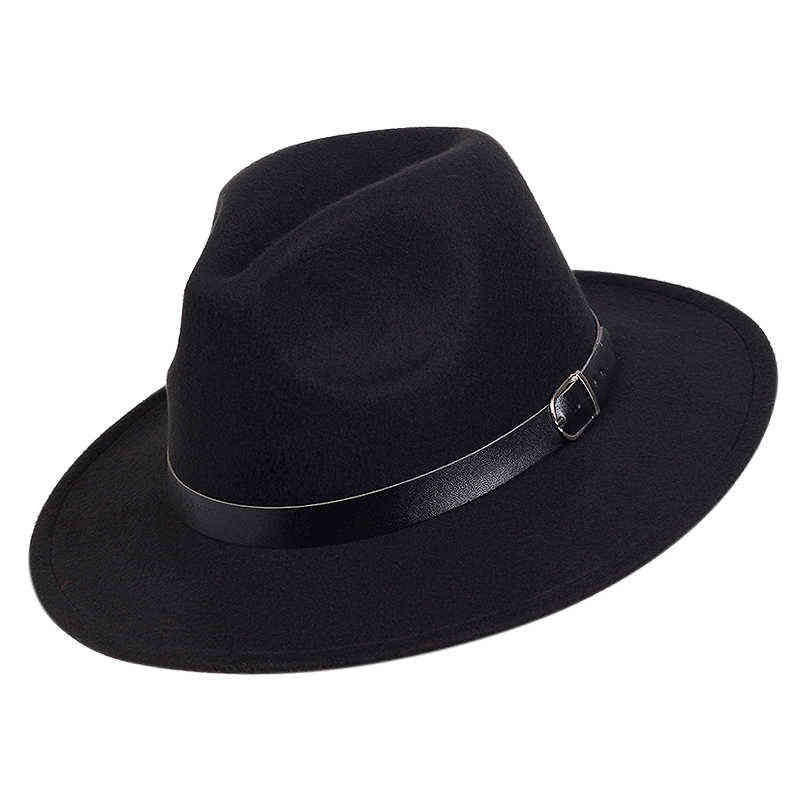 Men Women Wide Big Brim Wool Felt Fedoras Hat Spring Autumn Women Fedoras Top hat with Belt Buckle Jazz Trilby Caps gorras Y1118, Black
Men Women Wide Big Brim Wool Felt Fedoras Hat Spring Autumn Women Fedoras Top hat with Belt Buckle Jazz Trilby Caps gorras Y1118, Black