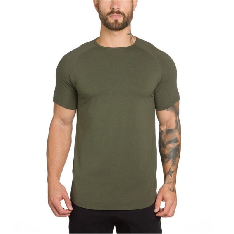 Muscleguys long t shirt Men Hip Hop Gyms t- Longline Long tee for male Bodybuilding and Fitness Tops t 210714