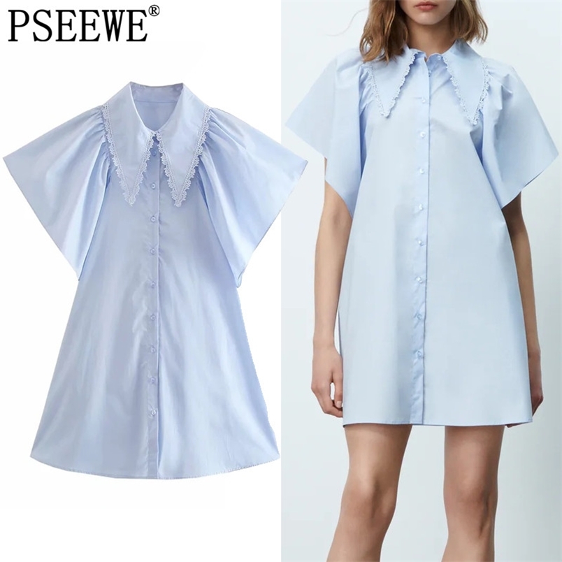Dress Women Blue Short Woman es Ladies Embroidered Applique Ruffle Sleeve Casual Cute Mini Girl 210519
Dress Women Blue Short Woman es Ladies Embroidered Applique Ruffle Sleeve Casual Cute Mini Girl 210519