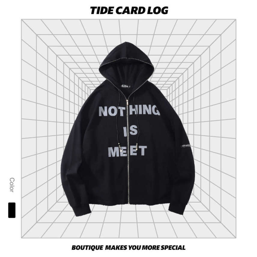 Autumn and winter new high street dark Gothic Hoodie cloth printed zipper cardigan tide brand thin coat, Black
Autumn and winter new high street dark Gothic Hoodie cloth printed zipper cardigan tide brand thin coat, Black