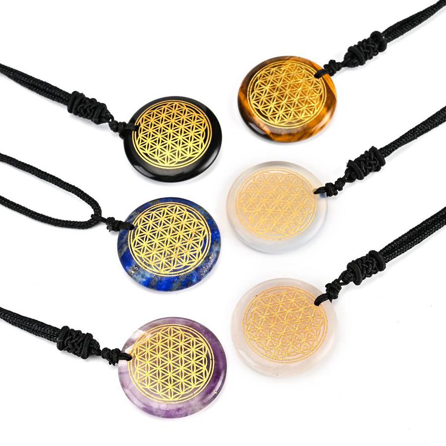 Natural Stone Charm Fashion Pendant Engraved European American Flower Of Life Reiki Symbol Necklace Amethyst Rose Quartz Opal Healing Crystal Jewelry
Natural Stone Charm Fashion Pendant Engraved European American Flower Of Life Reiki Symbol Necklace Amethyst Rose Quartz Opal Healing Crystal Jewelry