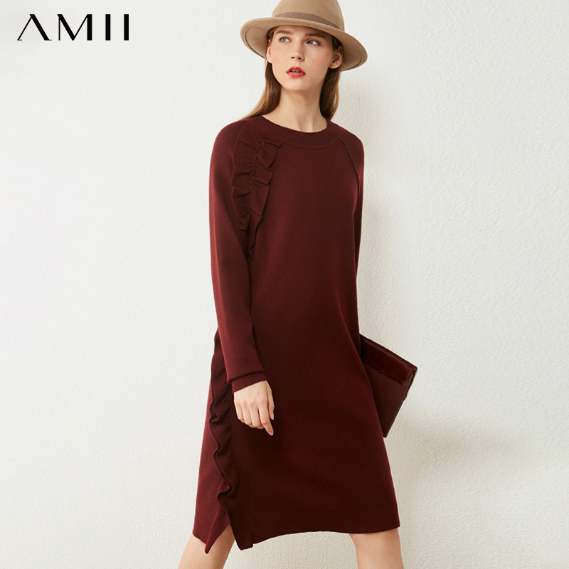 amii minimalism autumn sweater dress fashion solid oneck ruffle knitted womens dress causal dresses for women 12040517, Black;gray
amii minimalism autumn sweater dress fashion solid oneck ruffle knitted womens dress causal dresses for women 12040517, Black;gray