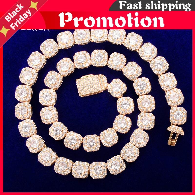 Chains 9mm Square Clustered Tennis Chain Necklace Men's Hop Link Finish Zirconia Copper Gold Color Fashion Rock Jewelry, Silver
Chains 9mm Square Clustered Tennis Chain Necklace Men's Hop Link Finish Zirconia Copper Gold Color Fashion Rock Jewelry, Silver