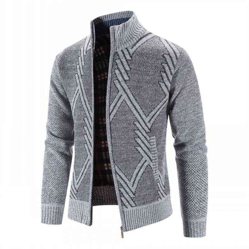 Autumn Winter Jacket Men Warm Cashmere Casual Wool Zipper Slim Fit Fleece Jacket Men Coat Dress Knitwear Male 211110