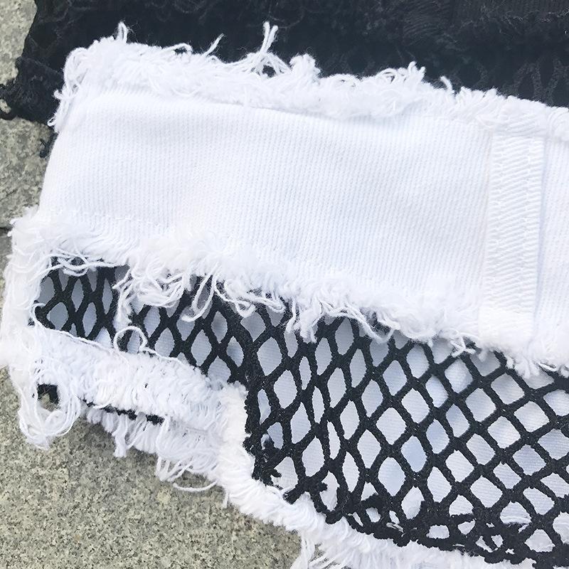 Micro Bikini Mini Short Sexy Club Beach Denim Shorts White 2021 Summer Low Waist Thong Jeans For Women Hollow Out Women's