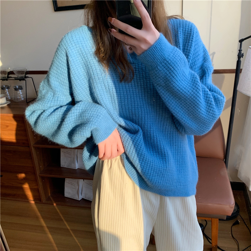 Outwear Knitted Vintage High Waist Leisure Office Lady Tops Elegant Solid Streetwear V-Neck Sexy Sweaters 210421