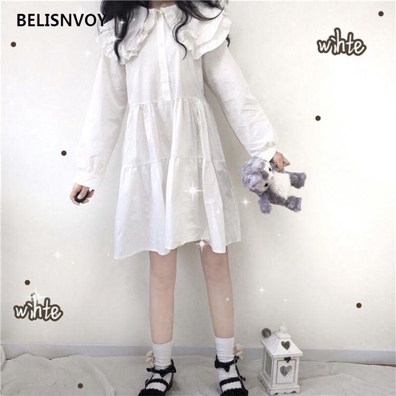 Japanese Lolita Style Spring Autumn Women Mini Dress Long Sleeve Cute Kawaii Sweet Double-Layered Collar White Loose 210520
Japanese Lolita Style Spring Autumn Women Mini Dress Long Sleeve Cute Kawaii Sweet Double-Layered Collar White Loose 210520