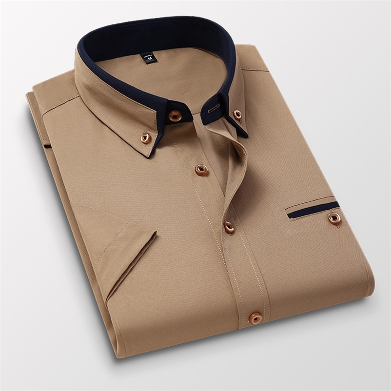 Fashion Homme Summer Men Shirts Short Sleeved Fashion Solid Twill Male Shirts Formal Business White Camisa Masculina 210730, White;black
Fashion Homme Summer Men Shirts Short Sleeved Fashion Solid Twill Male Shirts Formal Business White Camisa Masculina 210730, White;black
