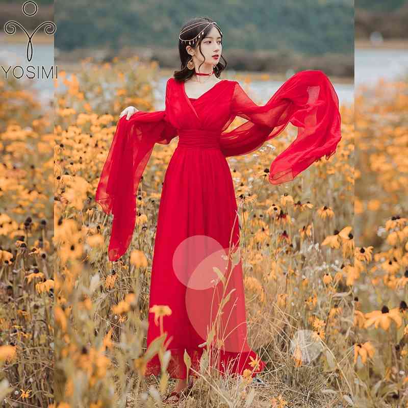 YOSIMI Red Long Women Dress For Travel Summer V-neck Fit and Flare Maxi Ankle-Length Sleeve Bandage Empire Party 210604
YOSIMI Red Long Women Dress For Travel Summer V-neck Fit and Flare Maxi Ankle-Length Sleeve Bandage Empire Party 210604