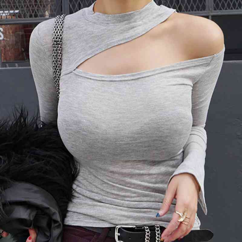 WOMENGAGA Summer Tops Gray Women Korean T-shirt Sexy Skew Collar Irregular Girl Female Cotton Top Tshirt M8UJ 210603, Ivory
WOMENGAGA Summer Tops Gray Women Korean T-shirt Sexy Skew Collar Irregular Girl Female Cotton Top Tshirt M8UJ 210603, Ivory