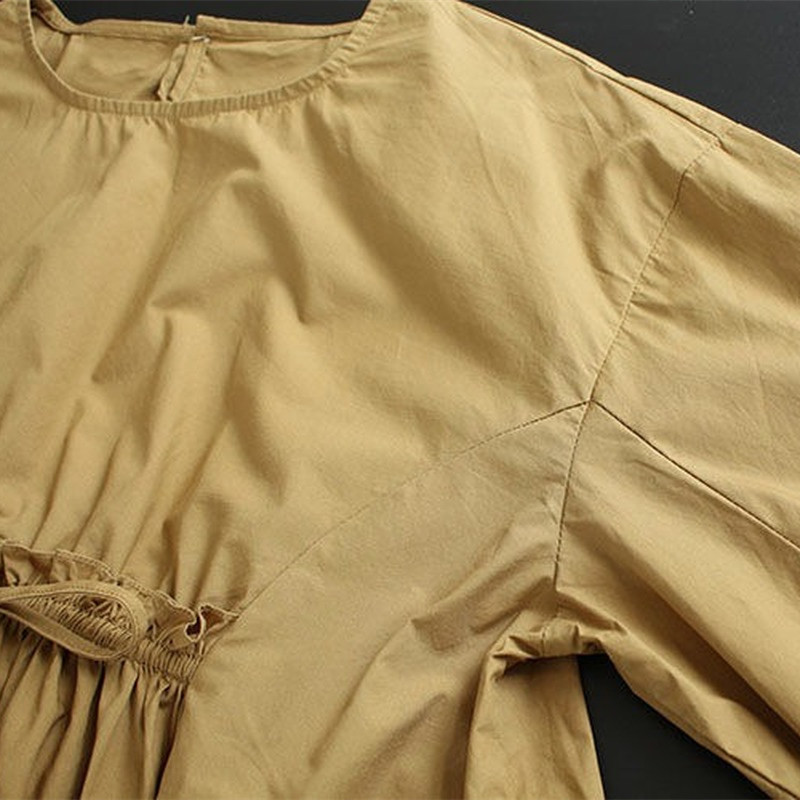 Nomikuma Women Blouses Korean Pleated Lace Up Sweet Pullover Tops Spring Causal Long Sleeve O-neck Solid Blusas Shirt 6F759 210427