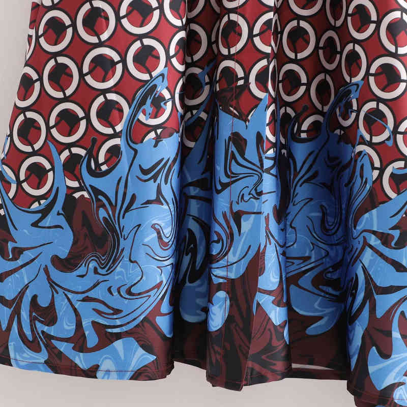 Vinatge Woman Printed Sashes Patchwork Shirt Dresses Spring Elegant Laides Party Long Female Chic Soft Dress 210515