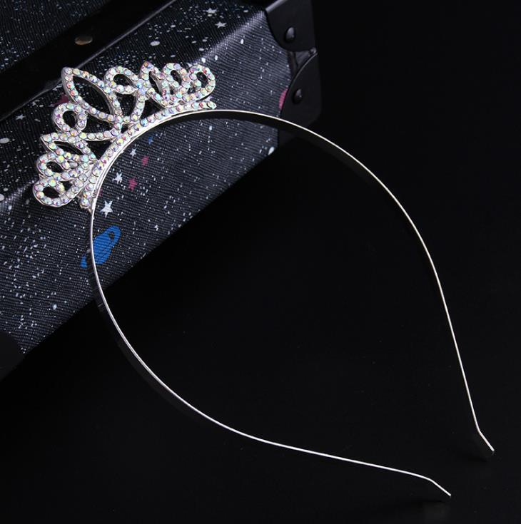 Girls Princess Rhinestone Crown Hair Sticks Kids Colorful Crystal Tiara Headband Birthday Party Prom Decoration Supplies