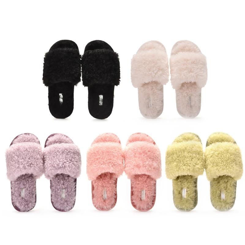 Womens Winter Fuzzy Fluffy Flat Slide Slippers Open Toe Candy Color Furry Plush Anti-Slip Slip-On House Shoes Sandals, Bk 
Womens Winter Fuzzy Fluffy Flat Slide Slippers Open Toe Candy Color Furry Plush Anti-Slip Slip-On House Shoes Sandals, Bk