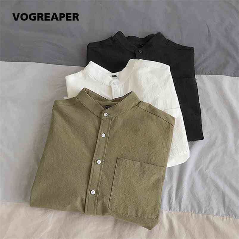 Simple Design Solid Colors Long Sleeve Shirts Korean Fashion Mandarin Collar 100% Cotton White Black Shirt Soft and Comfort 210708
Simple Design Solid Colors Long Sleeve Shirts Korean Fashion Mandarin Collar 100% Cotton White Black Shirt Soft and Comfort 210708