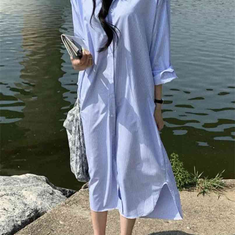 Long Shirts Dress for Women LOOSE Cotton Striped Midi Dresses Blue Red Clothes Summer Fall Harajuku Vintage Blouse 210607
Long Shirts Dress for Women LOOSE Cotton Striped Midi Dresses Blue Red Clothes Summer Fall Harajuku Vintage Blouse 210607