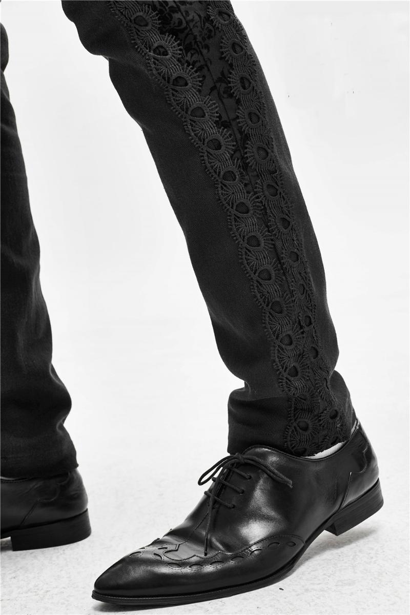 Devil Fashion Jacquard Retro Button Pants For Men Gothic Long Cotton Trousers Suit Men's