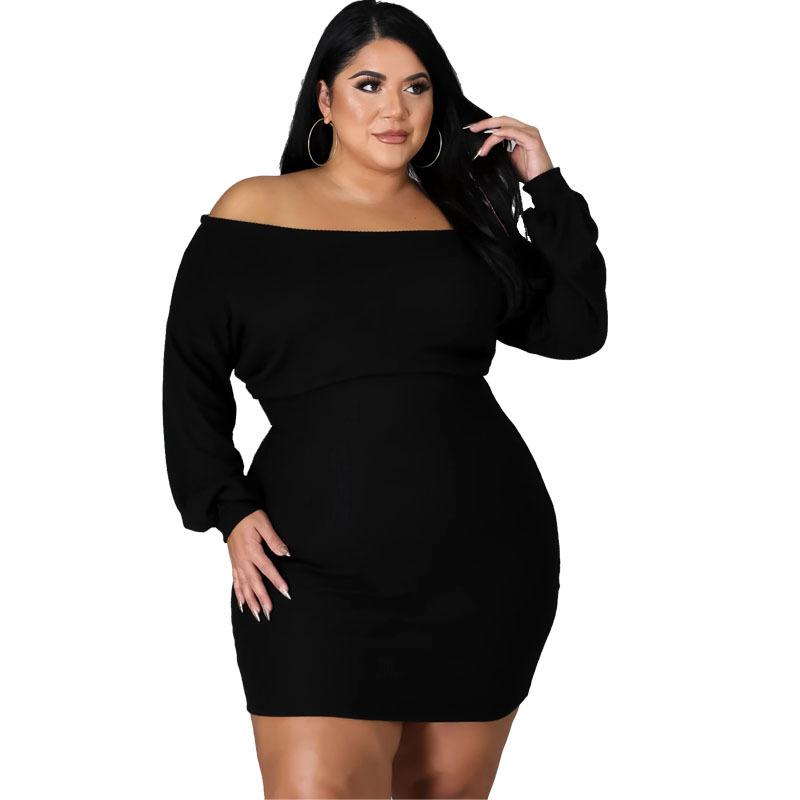 Plus Size Dresses 2021 Autumn And Winter African Large Women's Sexy Solid Color Long Sleeve Straight Neck Dress Factory Direct Sales, Black
Plus Size Dresses 2021 Autumn And Winter African Large Women's Sexy Solid Color Long Sleeve Straight Neck Dress Factory Direct Sales, Black
