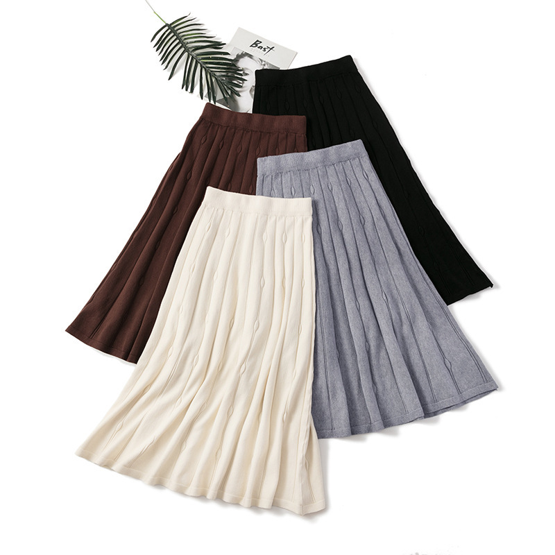 Autumn Winter Slim Knitted Pleated Skirt Women Office Lady Solid High Waist Midi Female Casual 210520, Apricot
Autumn Winter Slim Knitted Pleated Skirt Women Office Lady Solid High Waist Midi Female Casual 210520, Apricot