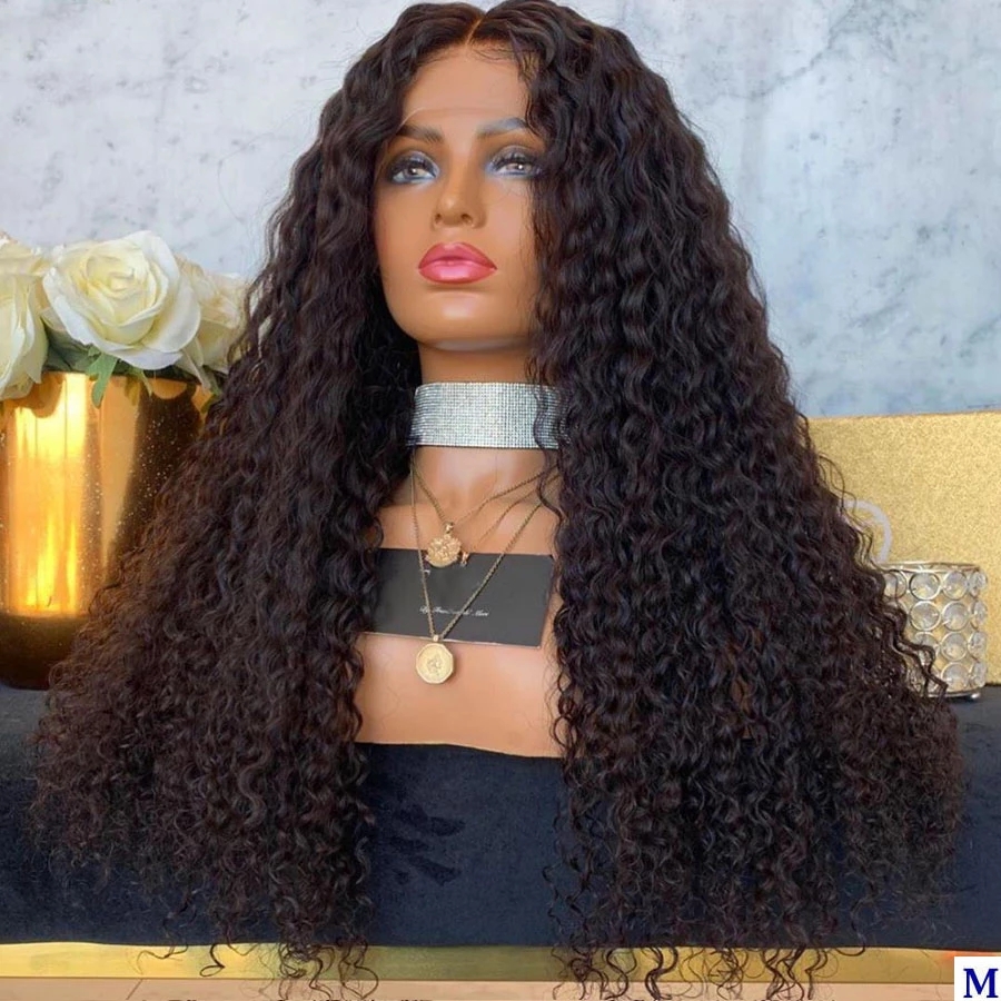 Black Loose Water Wave Synthetic Lace Front Wigs High Temperature Fiber For Women Pre Plucked With Natural Hairline