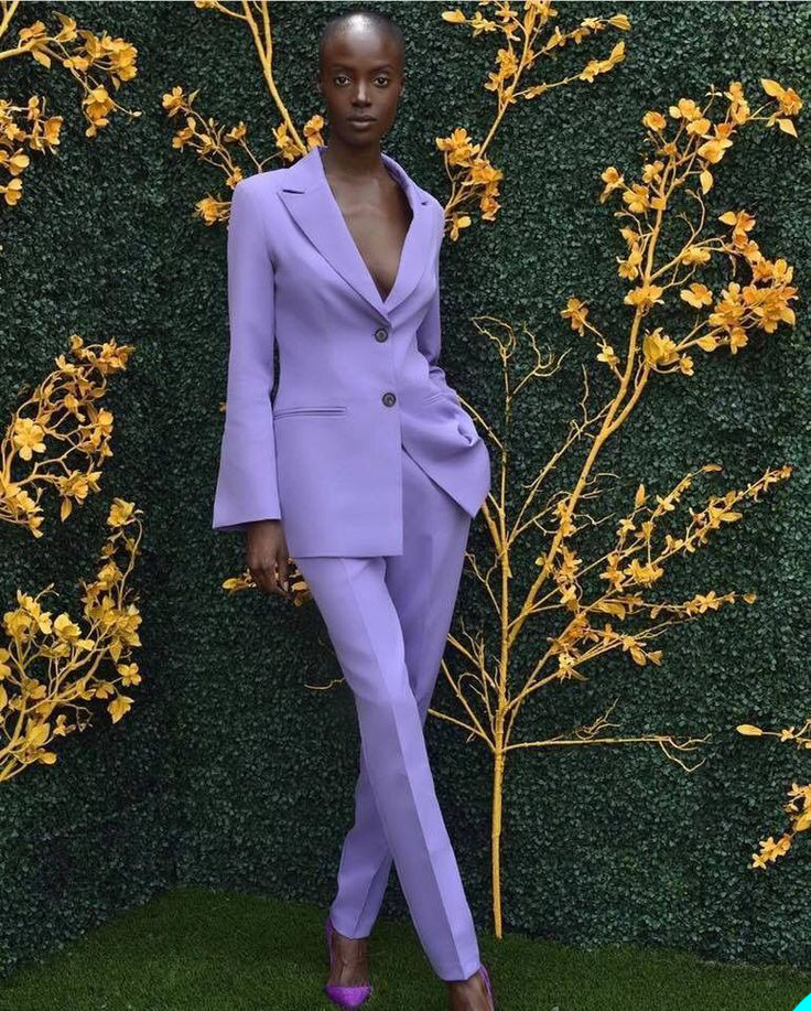 Fashion Spring Winter Purple Mother of the Bride Pants Suits Women Business Formal Work Wear 2 Piece Sets Office Uniform