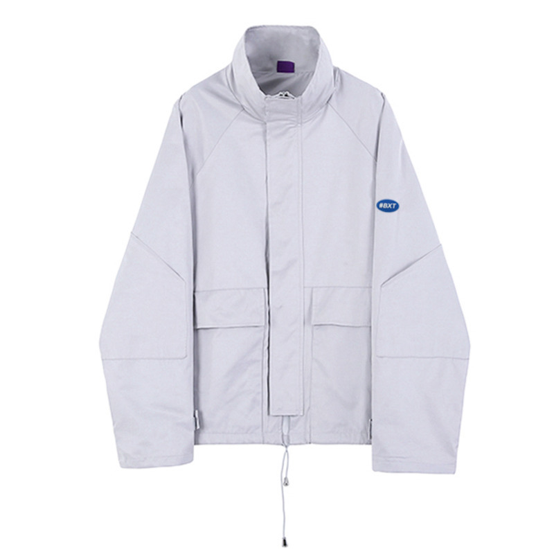 IEFB Men's Wear 1 Spring Drawstring Loose Coat Male Trend Casual Stand Collar Oversize Jacket With Pockets Korean 9Y901 210524