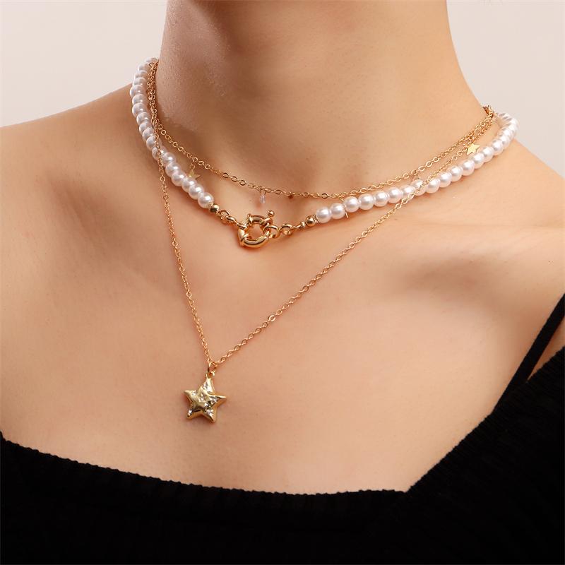 Pendant Necklaces Exquisite And Simple Zircon Five-Pointed Star Clavicle Chain Trend Double Layer Multi-Layered Necklace Ladies Jewelry, Silver
Pendant Necklaces Exquisite And Simple Zircon Five-Pointed Star Clavicle Chain Trend Double Layer Multi-Layered Necklace Ladies Jewelry, Silver