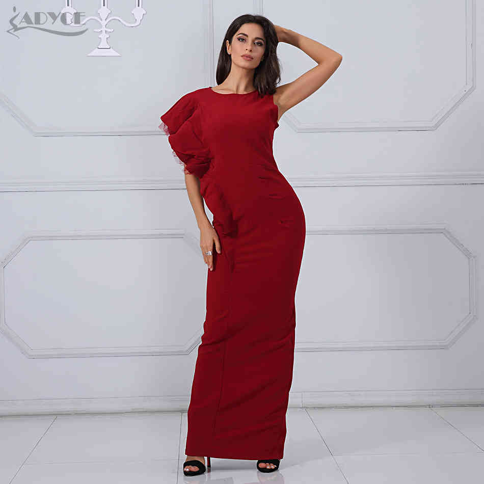 Summer Sexy Ruffles Celebrity Evening Runway Party Dress Women Elegant Sleeveless Maxi Red Bodycon Club 210423