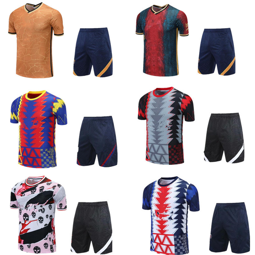 21 22 Football soccer short sleeve tracksuit jersey special edition embroidered T-shirt with zipper shorts training suit, Black
21 22 Football soccer short sleeve tracksuit jersey special edition embroidered T-shirt with zipper shorts training suit, Black