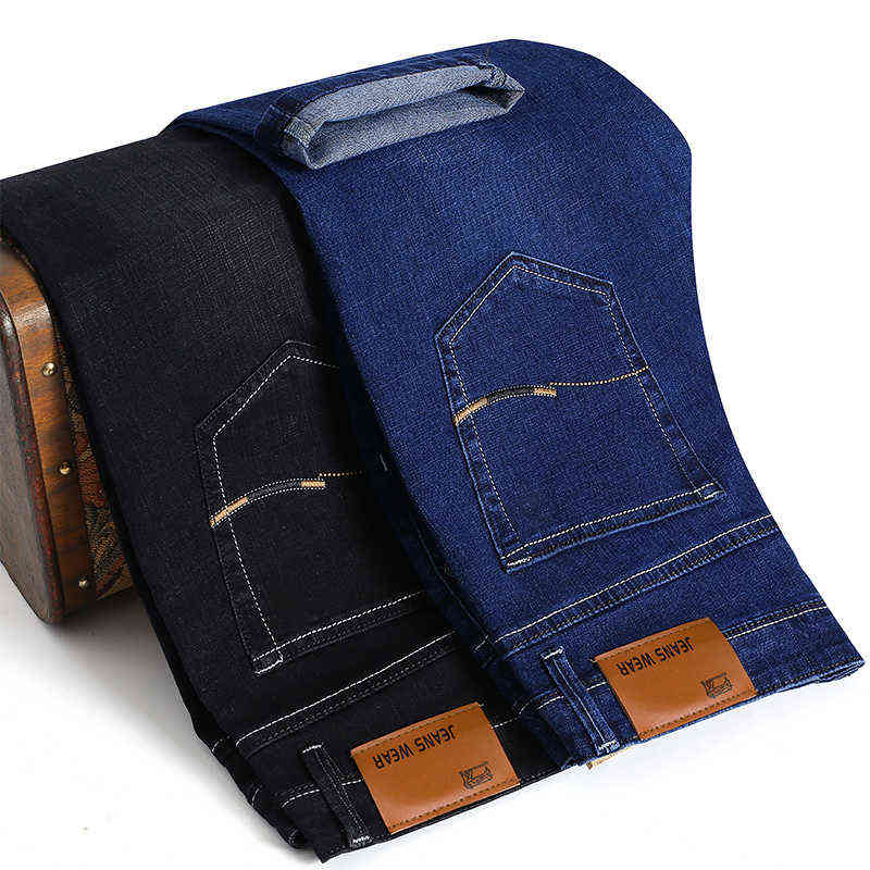 Colorful Men's Slim Elastic Jeans Fashion Business Classic Style Straight Denim Pants Trousers Male 211111